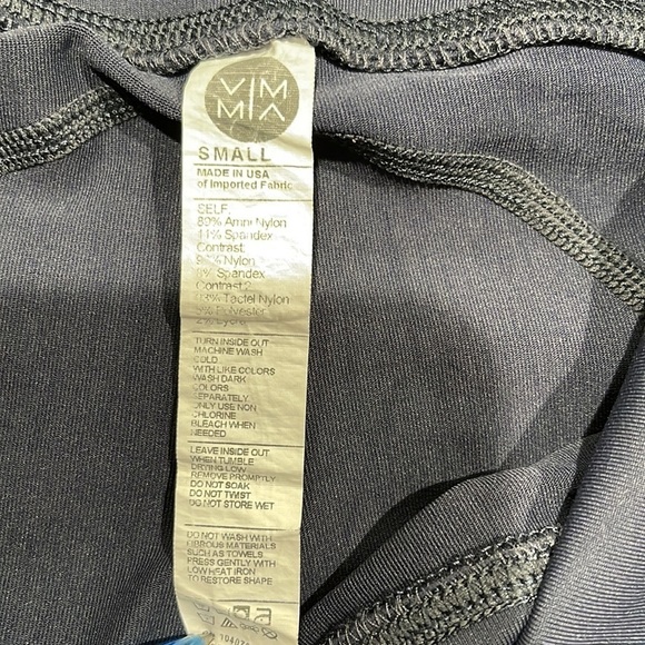 Vimmia Navy High Rise Leggings With Blush Lace Mesh Side Insets SZ S - Picture 5 of 5